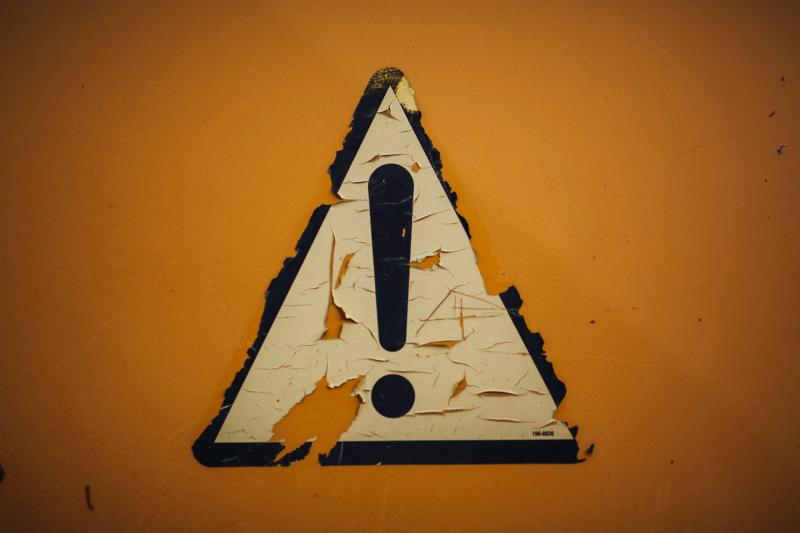 Rusty metal iron weathered sticker "caution" 